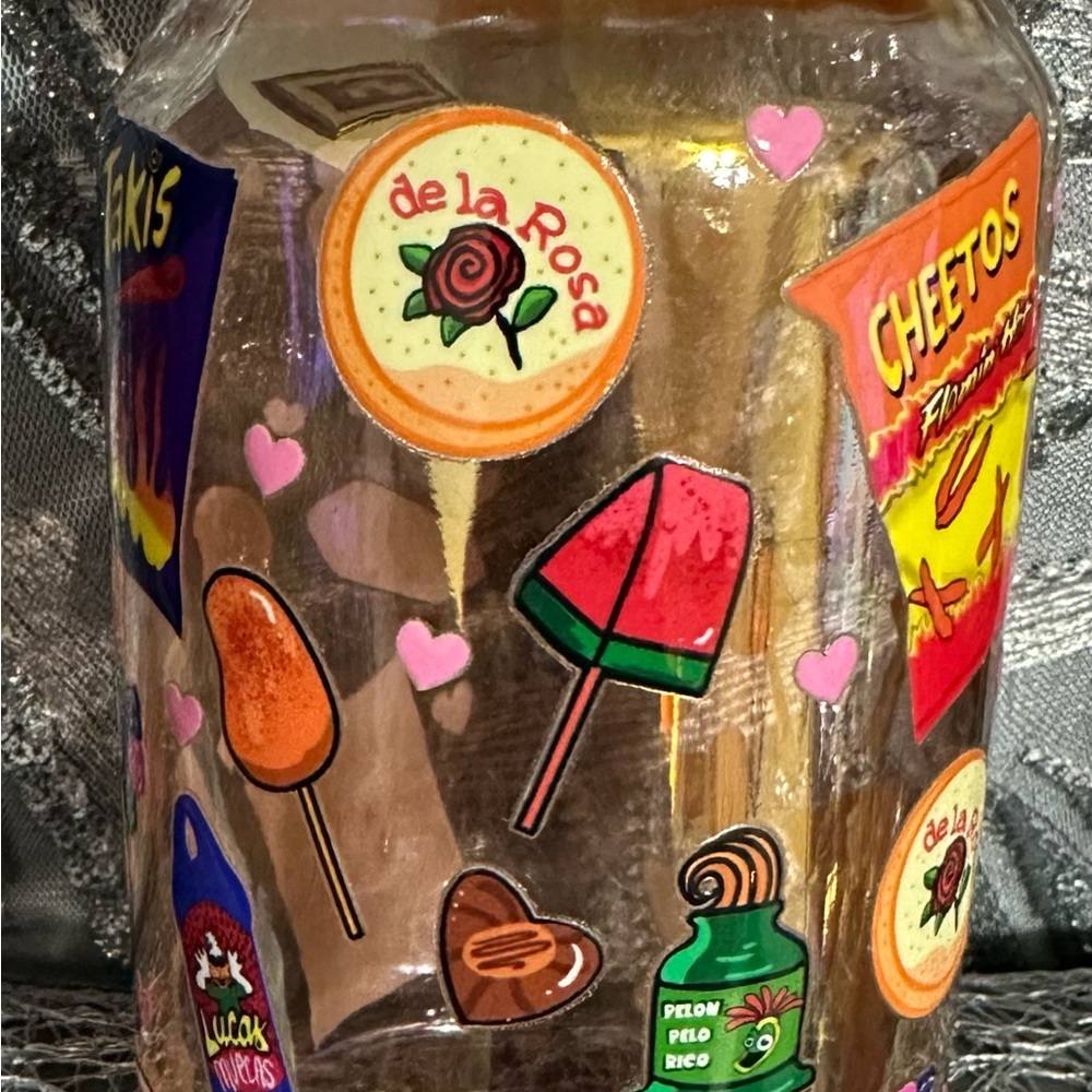 Decorative Glass Jar with Colorful Stickers